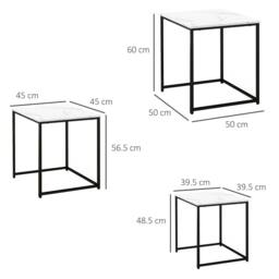 HOMCOM Nesting Coffee Tables Set of 3 Stacking Sofa Side Tables White - Size: 4 Person - thumbnail 3