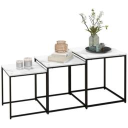 HOMCOM Nesting Coffee Tables Set of 3 Stacking Sofa Side Tables White - Size: 4 Person
