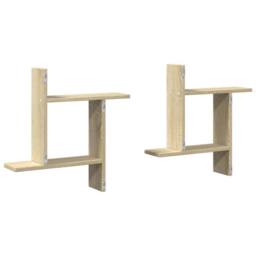 Berkfield Home Wall Shelves 2 pcs Sonoma Oak 50x12x50 cm Engineered Wood in Light Tan - Size: 50 x 12 x 50 cm - thumbnail 6