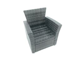 Fimous Outdoor Furniture Garden Dining Set Rattan Corner Sofa Set with 3 Footstools Armchair in Dark Grey - thumbnail 5