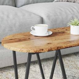 Berkfield Home Coffee Table Old Wood 80x40x40.5 cm Engineered Wood & Metal in Brown - thumbnail 4