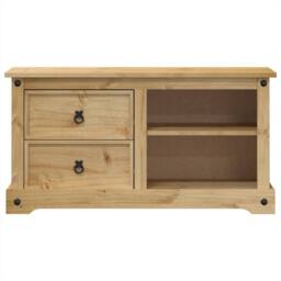 Berkfield Home TV Cabinet Corona 100x40x52 cm Solid Wood Pine in Tan - Size: 100 x 40 x 52 cm - thumbnail 4