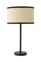 ValueLights Maura Natural Linen Black Trim Shade Black Twist Table Lamp & Bulb - thumbnail 6