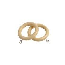 New Edge Blinds Pack of 8 Wooden Curtain Pole Ring Hooks with Eyes in Cream
