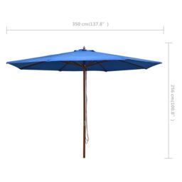 Berkfield Home Outdoor Parasol with Wooden Pole 350 cm Blue - thumbnail 6