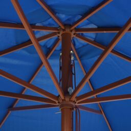 Berkfield Home Outdoor Parasol with Wooden Pole 350 cm Blue - thumbnail 5