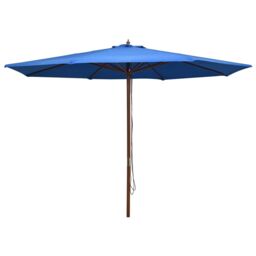 Berkfield Home Outdoor Parasol with Wooden Pole 350 cm Blue - thumbnail 1