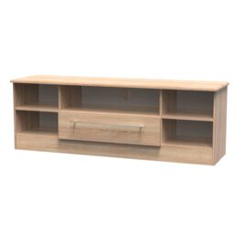 Ready Assembled 2 U Carlton Wide 1 Drawer TV & Media Unit (Ready Assembled) in Light Oak - Size: Large - thumbnail 3