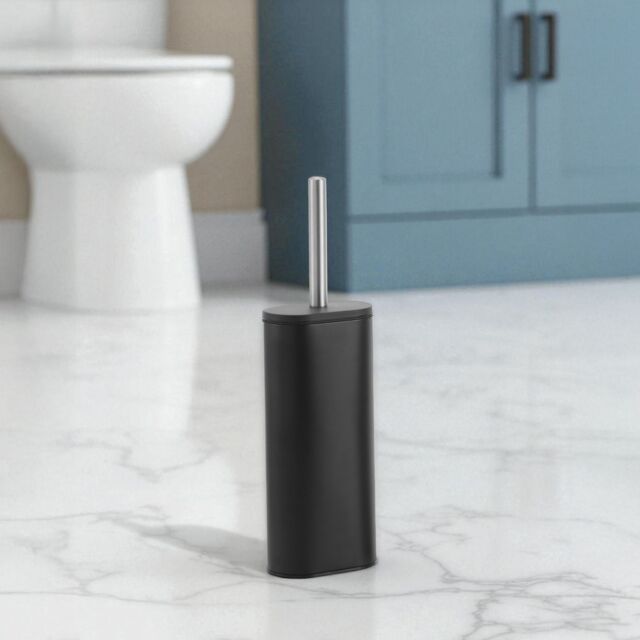 Showerdrape Fortuna Black Steel Toilet Brush & Holder - image 1