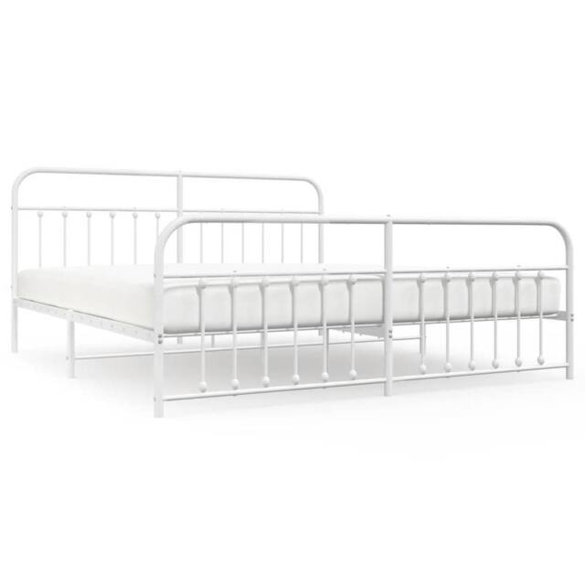 Berkfield Home Metal Bed Frame with Headboard & Footboard White 193x203 cm - image 1