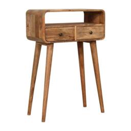 Wyld Haus Peschiera Mini Curved Oak Mango Wood Console Table in Brown - thumbnail 3