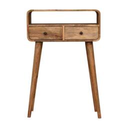 Wyld Haus Peschiera Mini Curved Oak Mango Wood Console Table in Brown - thumbnail 2