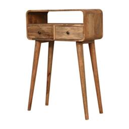 Wyld Haus Peschiera Mini Curved Oak Mango Wood Console Table in Brown - thumbnail 4