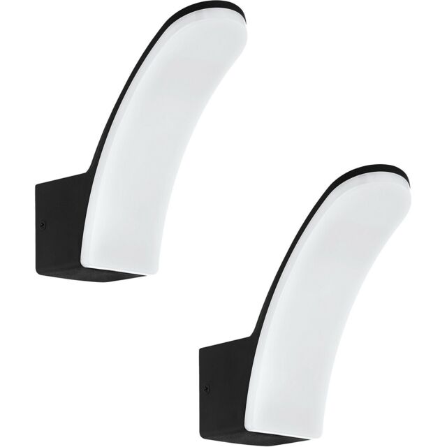 Loops 2 PACK IP44 Outdoor Wall Light Black Aluminium 11W Built in LED Porch Lamp - image 1