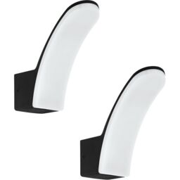 Loops 2 PACK IP44 Outdoor Wall Light Black Aluminium 11W Built in LED Porch Lamp
