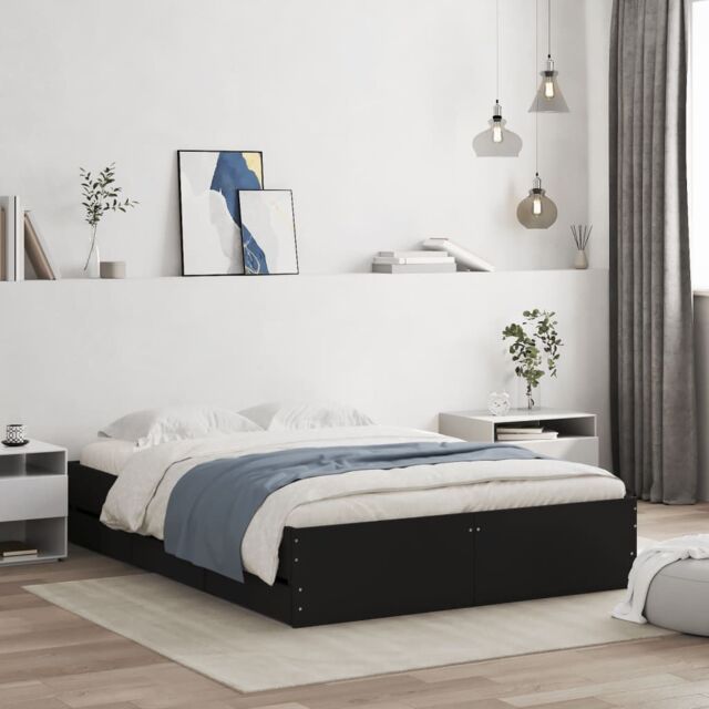 Berkfield Home Bed Frame with Drawers without Mattress Black 120x190 cm Small Double - image 1