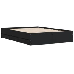 Berkfield Home Bed Frame with Drawers without Mattress Black 120x190 cm Small Double - thumbnail 4