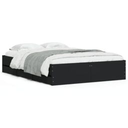 Berkfield Home Bed Frame with Drawers without Mattress Black 120x190 cm Small Double - thumbnail 2
