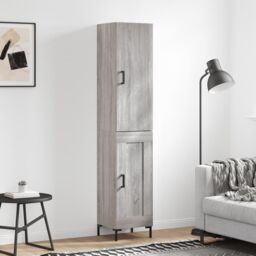 Berkfield Home Highboard Grey Sonoma 34.5x34x180 cm Engineered Wood - thumbnail 1
