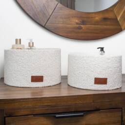 JVL Shiro Round Storage Baskets - Set of 2 in White - thumbnail 7