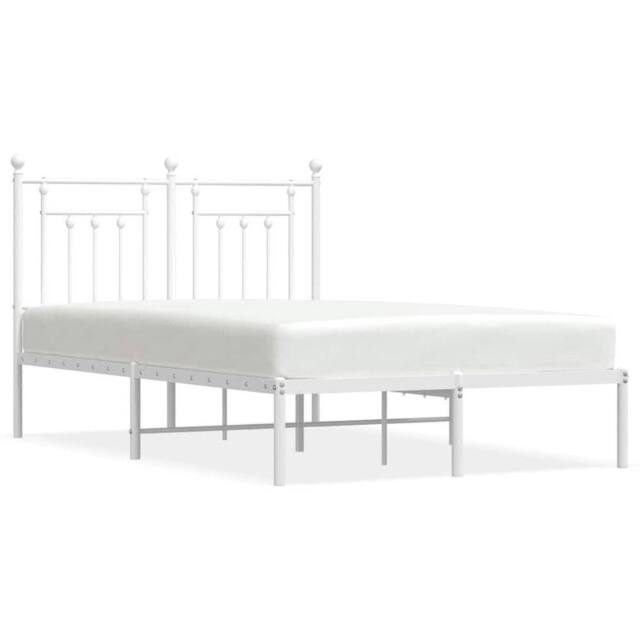 Berkfield Home Metal Bed Frame with Headboard White 135x190 cm Double - image 1