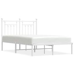 Berkfield Home Metal Bed Frame with Headboard White 135x190 cm Double - thumbnail 1