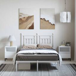 Berkfield Home Metal Bed Frame with Headboard White 135x190 cm Double - thumbnail 4