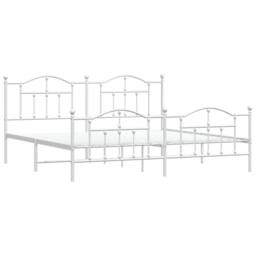 Berkfield Home Metal Bed Frame with Headboard & Footboard White 200x200 cm - thumbnail 3