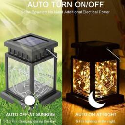 KORVIXA 4PCS Waterproof LED Solar Hanging Lanterns Outdoor Garden in Black - thumbnail 5