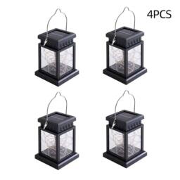 KORVIXA 4PCS Waterproof LED Solar Hanging Lanterns Outdoor Garden in Black - thumbnail 1