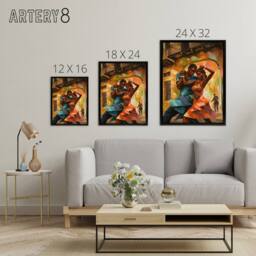 "Artery8 Salsa Cuban Street Dance Colourful Framed Canvas Wall Art Print - Size: W24"" x H32""" - thumbnail 4