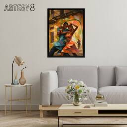 "Artery8 Salsa Cuban Street Dance Colourful Framed Canvas Wall Art Print - Size: W24"" x H32""" - thumbnail 3
