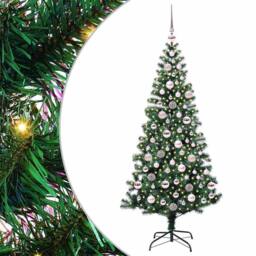 Berkfield Home Elegant Artificial Pre-lit Christmas Tree Green 180 cm PVC & Metal - thumbnail 3