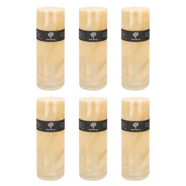 Nicola Spring Round Vanilla Pillar Candles - 215 Hours - Cream - Pack of 6 in Beige - image 1