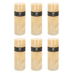 Nicola Spring Round Vanilla Pillar Candles - 215 Hours - Cream - Pack of 6 in Beige - thumbnail 1