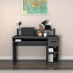Destina Home Eslem Computer Desk with Drawer & Shelves in Charcoal - Size: 2 Pack - thumbnail 2