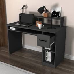 Destina Home Eslem Computer Desk with Drawer & Shelves in Charcoal - Size: 2 Pack - thumbnail 3