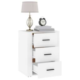 Berkfield Home Bedside Cabinet White 50x36x60 cm Engineered Wood - Size: 50 x 36 x 60 cm - thumbnail 5