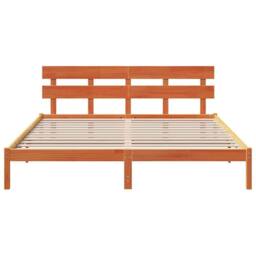 Berkfield Home Modern Bed Frame with Headboard Wax Brown 200x200 cm Solid Wood Pine - thumbnail 6