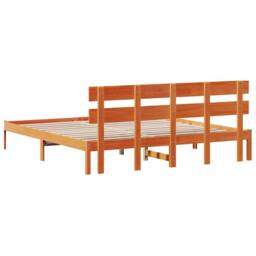 Berkfield Home Modern Bed Frame with Headboard Wax Brown 200x200 cm Solid Wood Pine - thumbnail 9