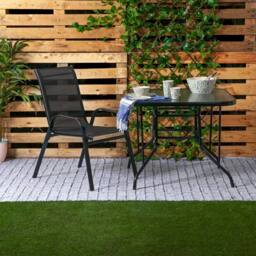 Harbour Housewares Texteline Canvas Garden Chairs Pack of 4 in Black - thumbnail 6