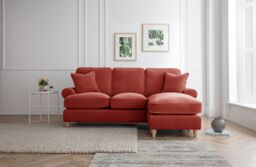 The Great Sofa Company Ezra Right Hand Velvet Chaise Sofa - Scroll Arm in Terracotta - Size: Medium