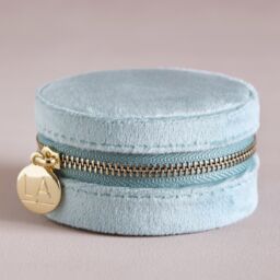 Lisa Angel Women's Mint Green Velvet Round Travel Jewellery Case - thumbnail 2