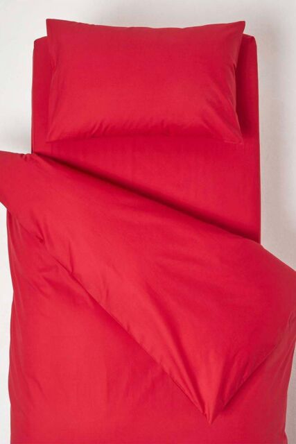 Homescapes Cotton Cot Bed Duvet Cover Set 200 Thread Count in Red - image 1