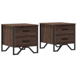 Berkfield Home Bedside Cabinets 2 pcs Brown Oak 40x41x40 cm Engineered Wood - Size: 40 x 41 x 40 cm - thumbnail 1