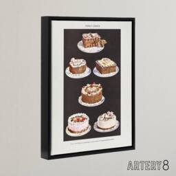 "Artery8 Fancy Cakes Mrs Beeton Household Management Framed Canvas Wall Art in White - Size: W24"" x H32""" - thumbnail 2