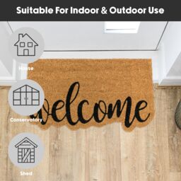 JVL Latex Backed Coir Entrance Doormat, 40x70cm - Shaped Welcome in Brown - Size: 40 cm x 70 cm - thumbnail 6
