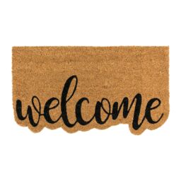 JVL Latex Backed Coir Entrance Doormat, 40x70cm - Shaped Welcome in Brown - Size: 40 cm x 70 cm - thumbnail 1