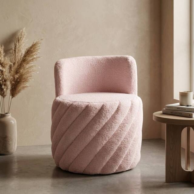 Garden Greatness Alex Swivel Blush Teddy Armchair in Dusty Pink - Size: 1 Pack - image 1