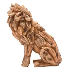 Naturecraft Resin Driftwood Collection Sitting Lion Figurine in Brown - thumbnail 4